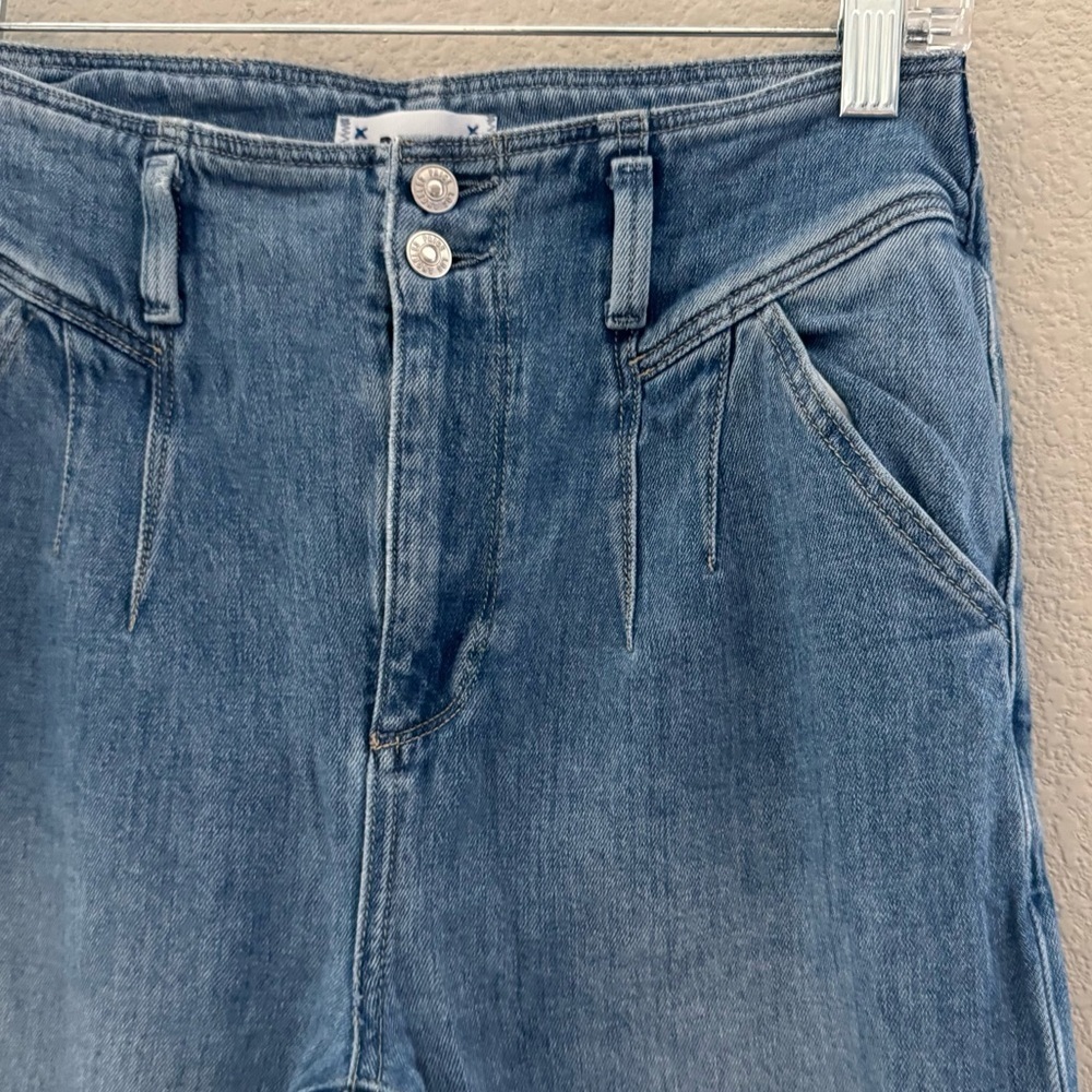 Paige Sarah Straight Ankle Jeans Denim Blue High Pleated Classic Retro 90s 29 - Picture 7 of 12